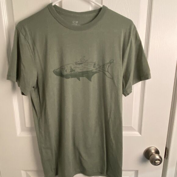 Vineyard Vines Shirt Mens Size Small Tarpon Scenic Dunes Tee Surplus Green Fish - Picture 2 of 7